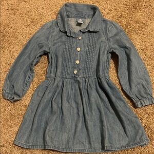 GAP Blue Casual A-Line Dress with Long Cuffed Sleeves and Peter Pan Collar